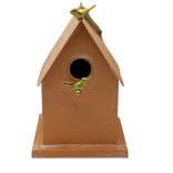 Madáretető házikó fém narancssárga 18x29cm