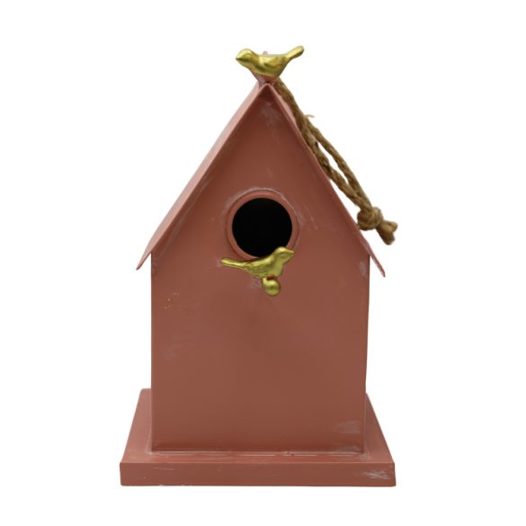 Madáretető fém rózsaszín 18x29cm