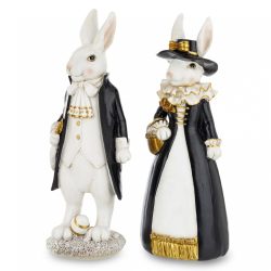 Nyúl fiú, lány fekete fehér 34cm 2 féle/db