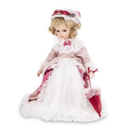 Porcelán Baba rózsaszín ruhában 45cm