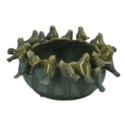 Kaspó kerek 3D madarakkal kerámia 33x32cm