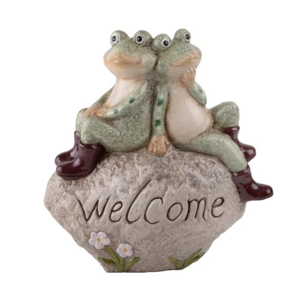 Békák kövön ülve Welcome felirat 23x20cm