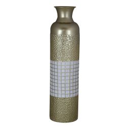 Padlóváza fém arany fehér mintás 18x18x83cm