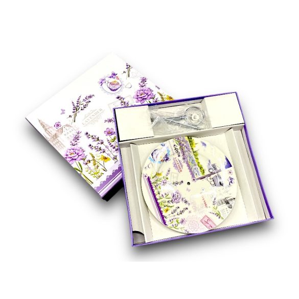 Sütemény tálaló kerámia levendulás 2 részes