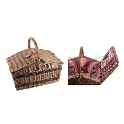 Piknik kosár szett fedeles 4 személyes