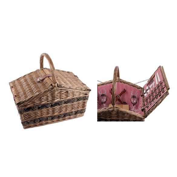 Piknik kosár szett fedeles 4 személyes