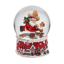 Havazógömb mikulás fenyővel zenélő 20cm