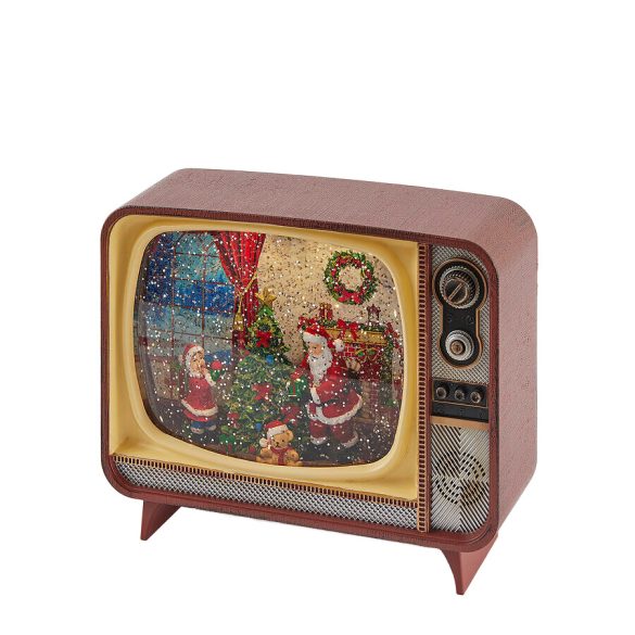 Diorama TV karácsonyi jelenet zenélő Led 17x21x12 cm