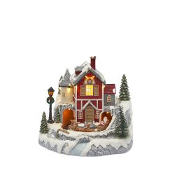 Dioráma ház zenélő, mozgó 23x22cm