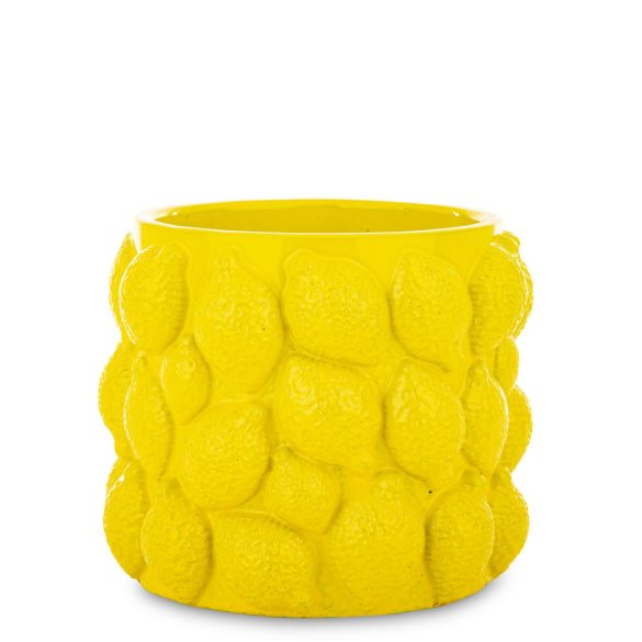 Kaspó domború citrom mintás kerámia 12x14cm