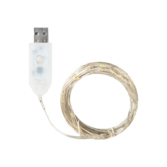 Hidegfehér drótos ledsor USB csatlakozóval