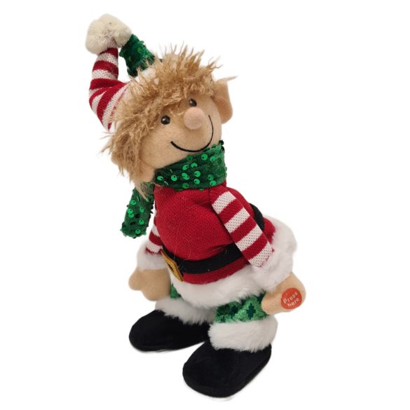 Manó sapkában táncoló textil 17,5x20x35cm