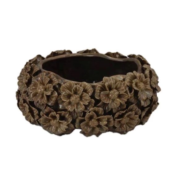 Kaspó kerek, 3D virág mintával 29x23,5x13 cm