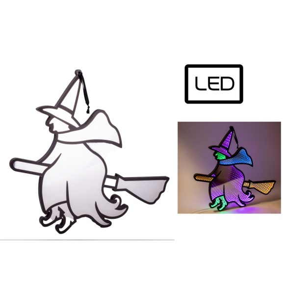 Világító boszorkány Led-es 43x37cm
