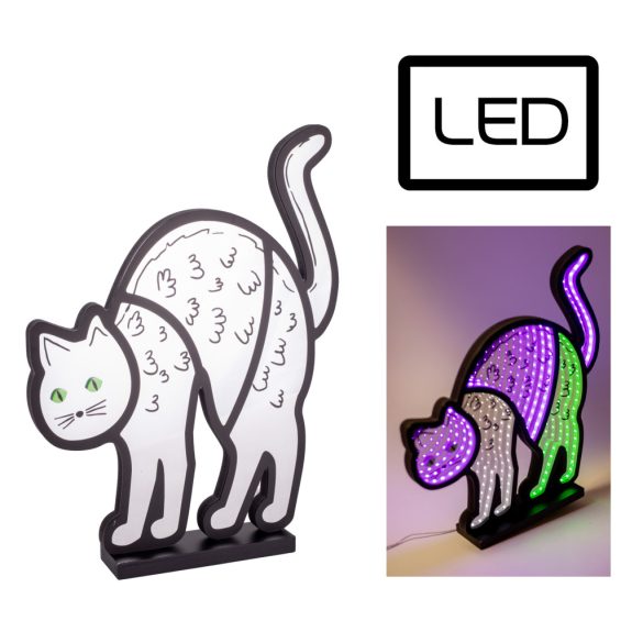 Világító cica Led-es 28x32cm