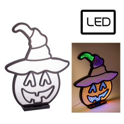 Világító tök kalapban Led-es 34,5x30cm