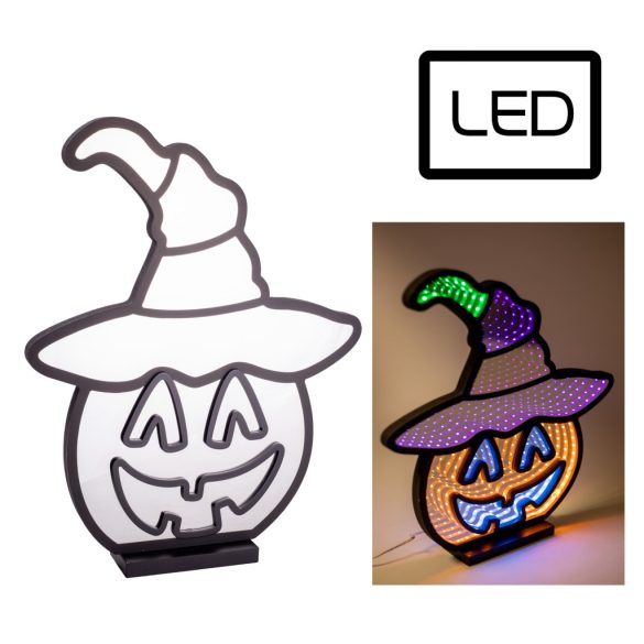 Világító tök kalapban Led-es 34,5x30cm