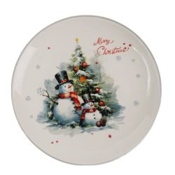 Tányér kerámia hóemberek 26cm