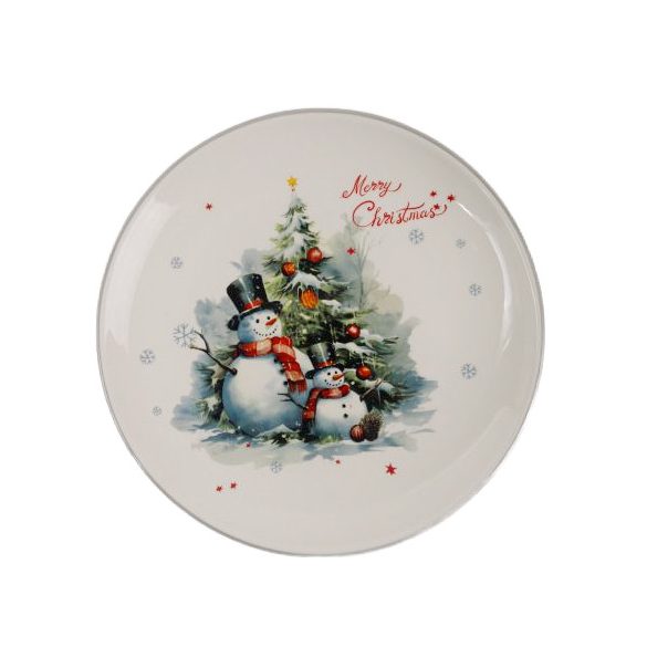 Tányér kerámia hóemberek 26cm