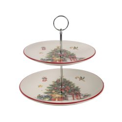 Sütemény kínáló kerámia karácsonyfa 2 részes