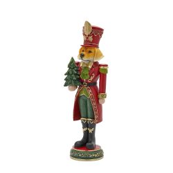 Diótörő kutya fenyőfával poly 37x11cm