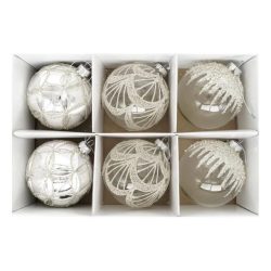 Gömb glitter dekorral, dombor mintával, akasztós 8 cm S/6