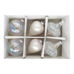 Gömb üveg átlátszó akasztós 8cm S/6