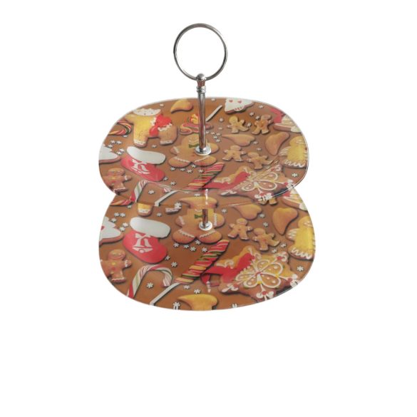 Ünnepi süteménykínáló üveg 2 emeletes 25x25xm