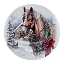 Tálca kerek műanyag lovas 33cm