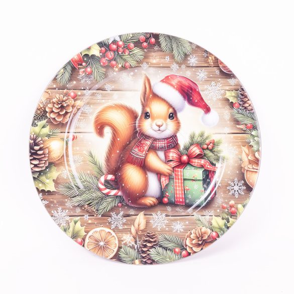 Tálca kerek műanyag mókus 33cm