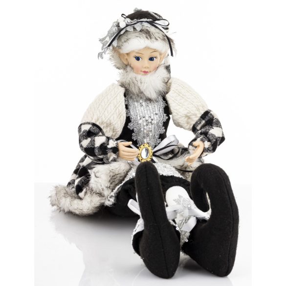 Kobold figura textil fekete fehér 31x27x51cm