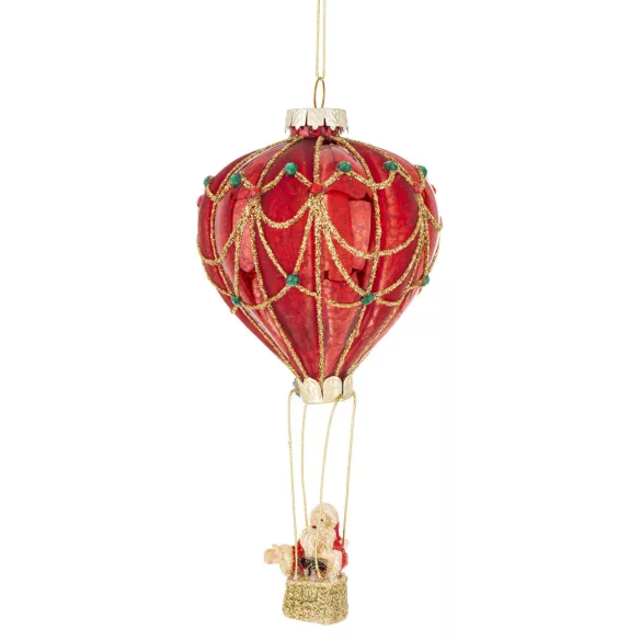 Karácsonyfadísz hőlégballon piros