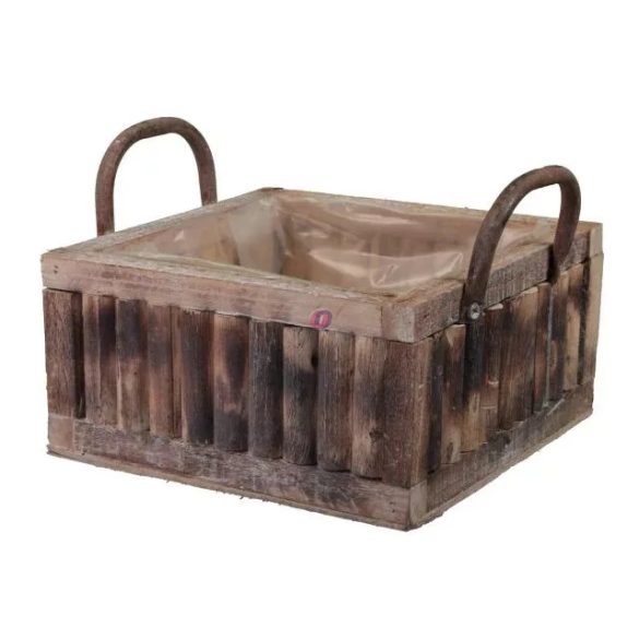 Kaspó füllel négyszög ültethető fa 29x29cm