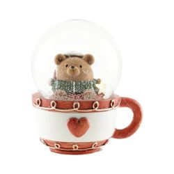 Rázógömb csészében macival üveg 9x8cm