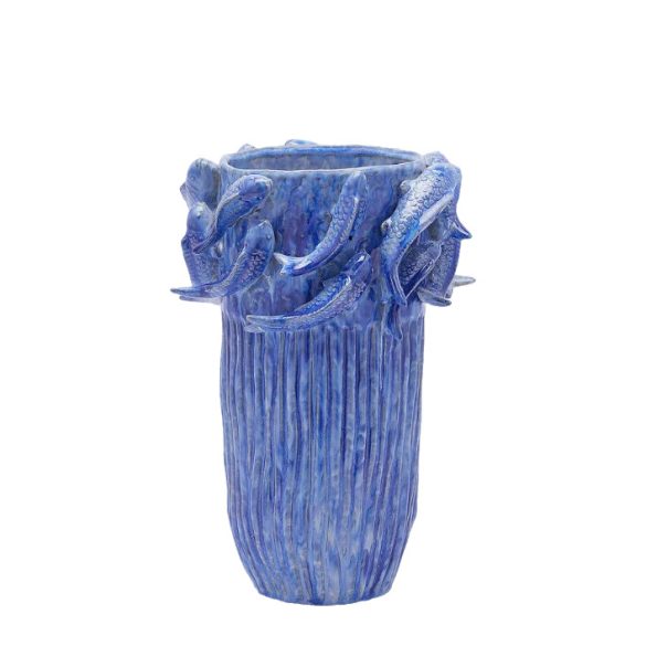 Váza kerámia kék halacskás 32x22x5cm