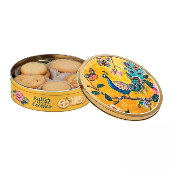 Beckys vajas keksz fémdobozban 114g pávás