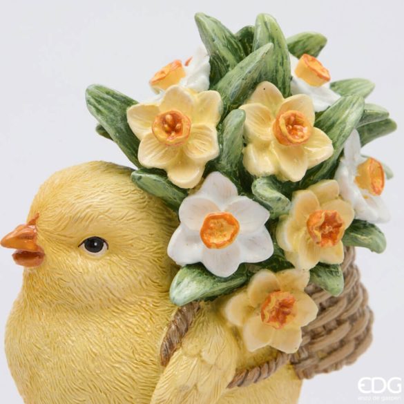 Csibe virágkosárral dekoráció poly13x7cm