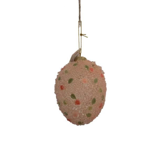 Tojás dekoráció akasztós üveg 8x6x6cm