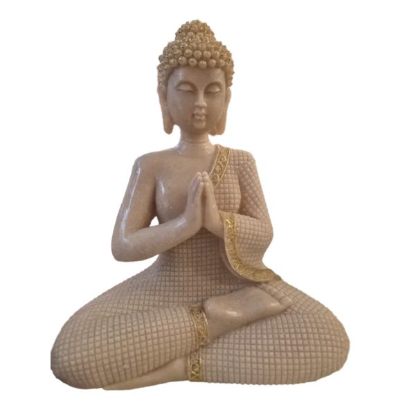 Buddha figura poly 23x12x28cm krém