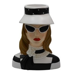 Váza női arc kalapos poly 22x16x29cm