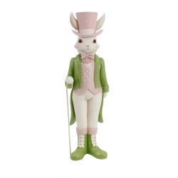 Nyúl fiú kalappal sétapálcával poly 33x10cm