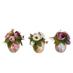 Húsvéti tojás műanyag virággal 12cm/db