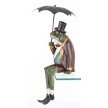 Béka figura órával esernyővel 45x14cm