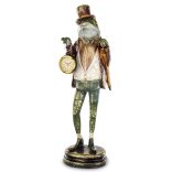 Béka figura órával poly 45x14cm