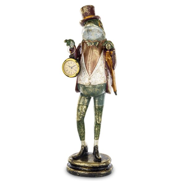 Béka figura órával poly 45x14cm