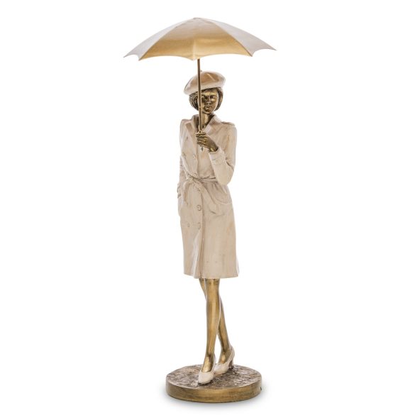 Női figura esernyővel poly 37x17cm