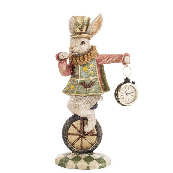Dekoratív nyúl figura órával poly 33x18 cm