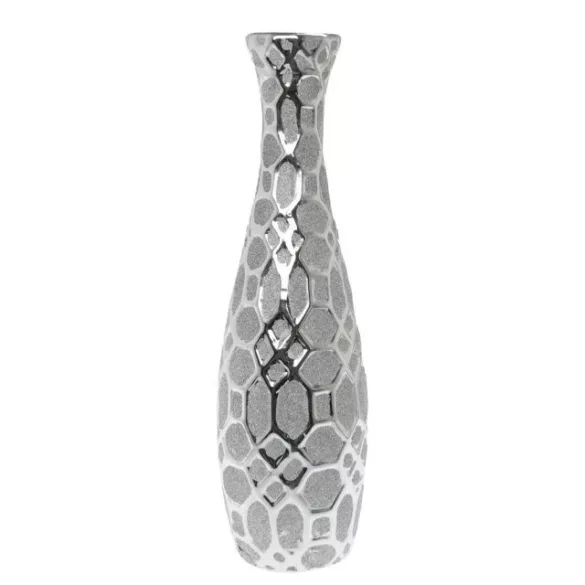 Váza kerámia szürke ezüst 48cm