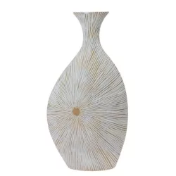 Váza karcolt mintás fehér,natur 24x12x45cm