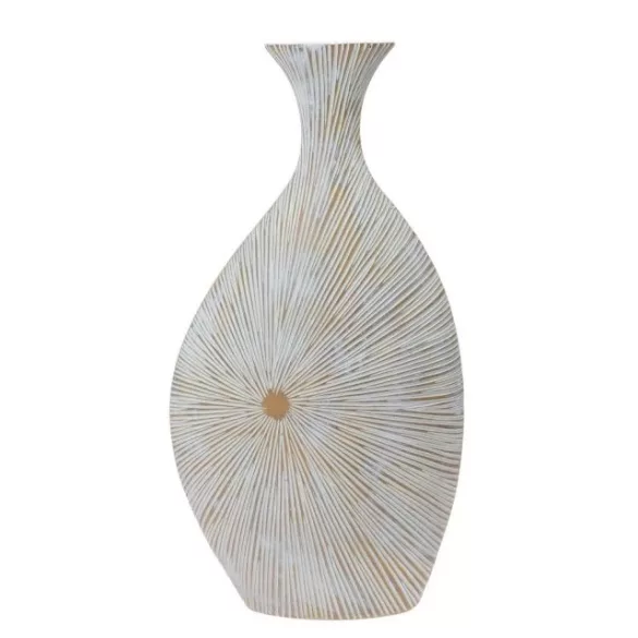 Váza karcolt mintás fehér,natur 24x12x45cm